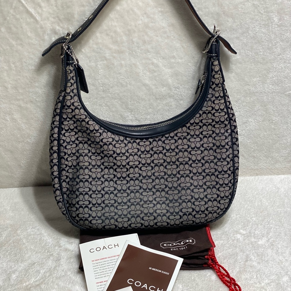 COACH Y2K 2002 Vintage Grey Mini Signature C Soho Hobo Jacquard Shoulder Bag - Picture 2 of 14